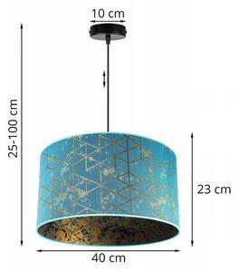 Závěsné svítidlo WERONA 4, 1x modré textilní stínítko se vzorem, (fi 40cm), G