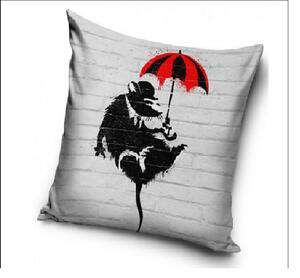 Tip Trade Polštářek Banksy Krysa s deštníkem, 40x40 cm