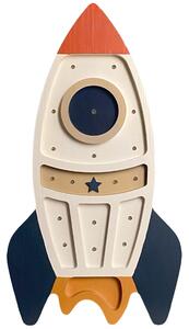 Peekaboo Dřevěná dětská LED lampa Raketa 41 cm