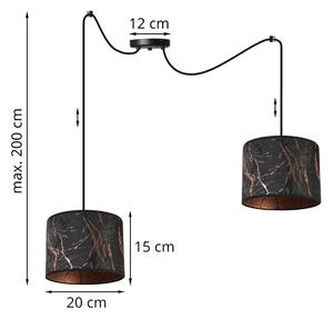 Závěsné svítidlo WERONA SPIDER, 2x černé textilní stínítko se vzorem, C