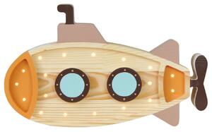 Peekaboo Barevná dřevěná dětská LED lampa Ponorka 40 cm