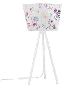 Dětská stolní lampa DIAMOND, 1x bílé textilní stínítko se vzorem