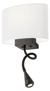 Redo Nástěnná LED lampa Enjoy, 1xE27 + LED 1W Barva: Černá, Barva stínidla: bílá