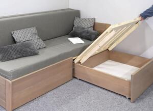 Rozkládací postel s úložným prostorem FUEGO - Pravá, masiv buk