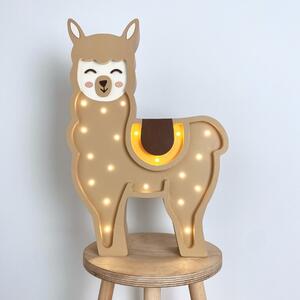 Peekaboo Béžová dřevěná dětská LED lampa Lama 41,5 cm