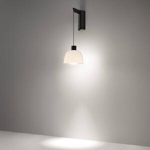 Bover LED nástěnné světlo Drep A/01, opálově bílé, sklo, 2 700 K, Černá, Obývací pokoj / jídelna, Hliník, Design