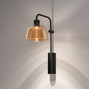 Bover LED nástěnné světlo Drep A/04, jantarová, sklo, černá, 2 700 K, Černá, Obývací pokoj / jídelna, Hliník, Design