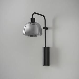 Bover LED nástěnné světlo Drep A/04 kouřově šedé sklo, černá 2 700 K, Černá, Obývací pokoj / jídelna, Hliník, Design