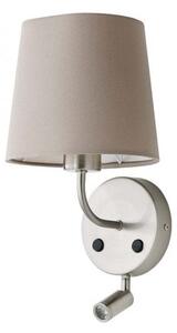 Redo Nástěnná LED lampa Piccadilly 1xE27 + LED 3W Barva: Saténový nikl, Barva stínidla: šedá