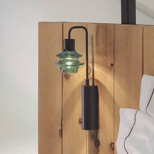 Bover LED nástěnné světlo Drop A/02, zelené, sklo, 2 700 K, Černá, Chodba, Hliník, Design
