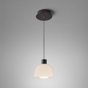 Bover Závěsné světlo LED Drep S/01, opálově bílé, sklo, 2 700 K, Bílá / opál, Obývací pokoj / jídelna, Sklo, Design