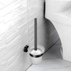 Rea příslušenství, závěsný kovový stojan na WC s kartáčem MIST 06, černá matná, REA-80031