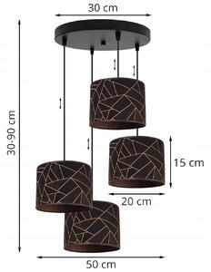 Závěsné svítidlo WERONA 6, 4x černé textilní stínítko se vzorem, O, C