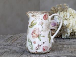 Keramický dekorační džbán s růžovými květy Floral Étel - 16*11*18cm