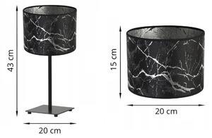 Stolní lampa WERONA 3, 1x černé textilní stínítko se vzorem, (výběr ze 4 barev konstrukce), S