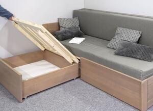 Rozkládací postel s úložným prostorem FUEGO - Levá, masiv buk