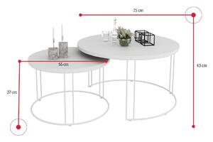 Set konferenčních stolků ETTA, bílá/beton