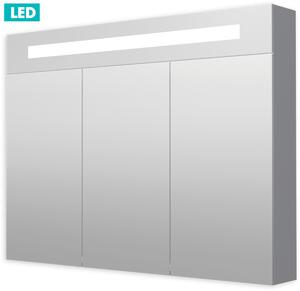 Zrcadlová skříňka s osvětlením Naturel Iluxit 100x75 cm MDF šedostříbrná GALZS100LED