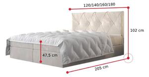 Čalouněná postel boxspring ALTEA COMFORT, 120x200, monolith 02