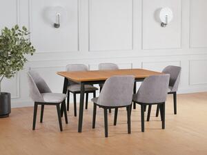 Jídelní sestava DX 36 odstín dřeva (židle + nohy stolu) bílá, odstín lamina (deska stolu) bílá, potahový materiál látka