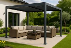 Hliníková bioklimatická pergola s lamelami BestBerg BBP-9G / 3 x 3 m / šedá