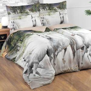 Povlečení bavlněné 3D Horses, Standardní set jednolůžko obsahuje 1x 140x200 + 1x 70x90