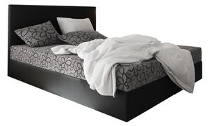 Čalouněná postel boxspring ELONA 2, 90x200, flowers 83/sioux černá, pravá