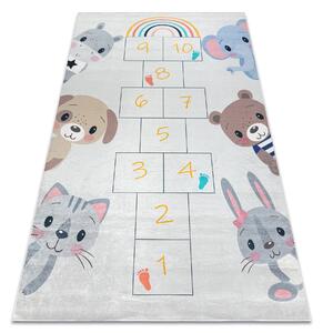 Makro Abra Dětský kusový koberec vhodný k praní BAMBINO 43092 Skákací Panák Zvířátka šedý žlutý Rozměr: 80x150 cm