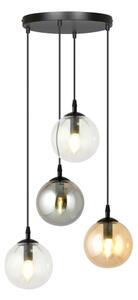 Lustr na lanku COSMO 4xE14/10W/230V pr. 40 cm černá/šedá/béžová/čirá