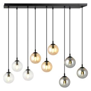 Lustr na lanku COSMO 9xE14/10W/230V černá/šedá/béžová/čirá