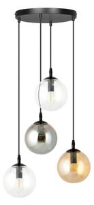 Lustr na lanku COSMO 4xE14/10W/230V pr. 40 cm černá/šedá/béžová/čirá
