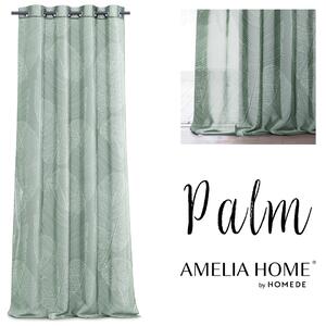 AmeliaHome Dekorační závěs Palm s kroužky, zelená Rozměr: 140 x 270 cm