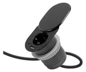 Vestavná zásuvka s posuvným víčkem 1Z + USB-C + USB-A černá