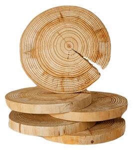 Dřevěný kroužek - plátek, oboustranně broušený, bez kůry, průměr 15-20 cm, 5 ks -