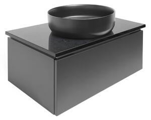 Koupelnová skříňka s kamennou deskou SAT Feel 80x30x46 cm antracit mat SATFEEL80ANTTK