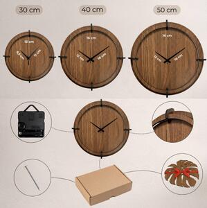 Dřevěné nástěnné hodiny s motivem lesa - moderní design | SENTOP HDF0588-ORECH-WENGE