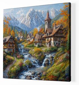 Obraz na plátně - Vesnický kostelík v Dolomitech FeelHappy.cz Velikost obrazu: 100 x 100 cm