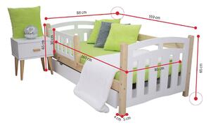Dětská postel LABI + rošt, 160x80, bílá/hnědá