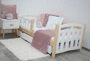 Dětská postel LABI + rošt, 160x80, bílá/hnědá