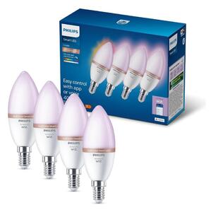 SADA 4x LED RGB Stmívat. žárovka Philips SMART C37 E14/5W/230V 2200-6500K