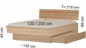 Postel z masivu Berlin jádrový buk - 120 cm