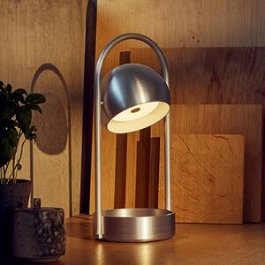 FRANDSEN LED stolní lampa Ball Portable, hliník broušený, stmívatelný, Hliník / šedá / zinek, Obývací pokoj / jídelna, kov, Design
