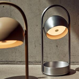 FRANDSEN LED stolní lampa Ball Portable, pískově šedá, ocel, stmívatelný, Hliník / šedá / zinek, Obývací pokoj / jídelna, kov, Design