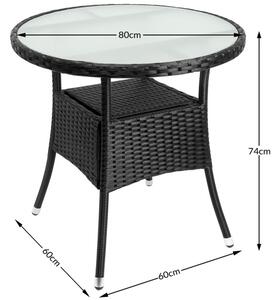 Ratanový stolek DE695 80cm černá