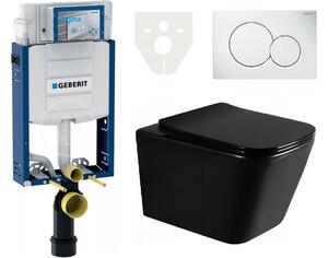 AKCE/SET/LIVERO Geberit - Modul pro závěsné WC s tlačítkem Sigma01, alpská bílá + WC Mexen Teo Rimles a sedátko černá