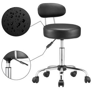 Kosmetická stolička CASARIA výškově nastavitelná otočná s opěradlem černá
