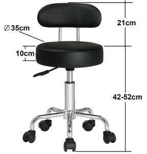 Kosmetická stolička CASARIA výškově nastavitelná otočná s opěradlem černá
