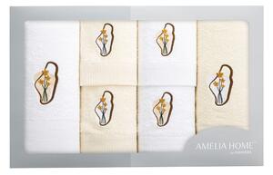 AmeliaHome Sada ručníků s výšivkou Calmo – 6 kusů, bílá/krémová
