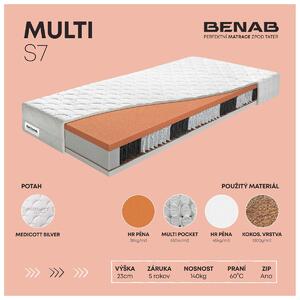 BENAB MULTI S7 tuhá taštičková matrace (vysoká nosnost) 120x200 cm Potah Medicott Silver