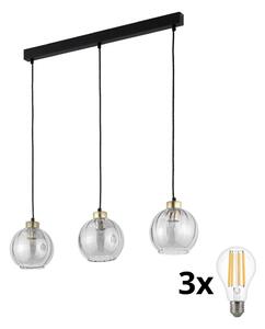 LED Lustr na lanku DEVI 3xE27/15W/230V černá/čirá